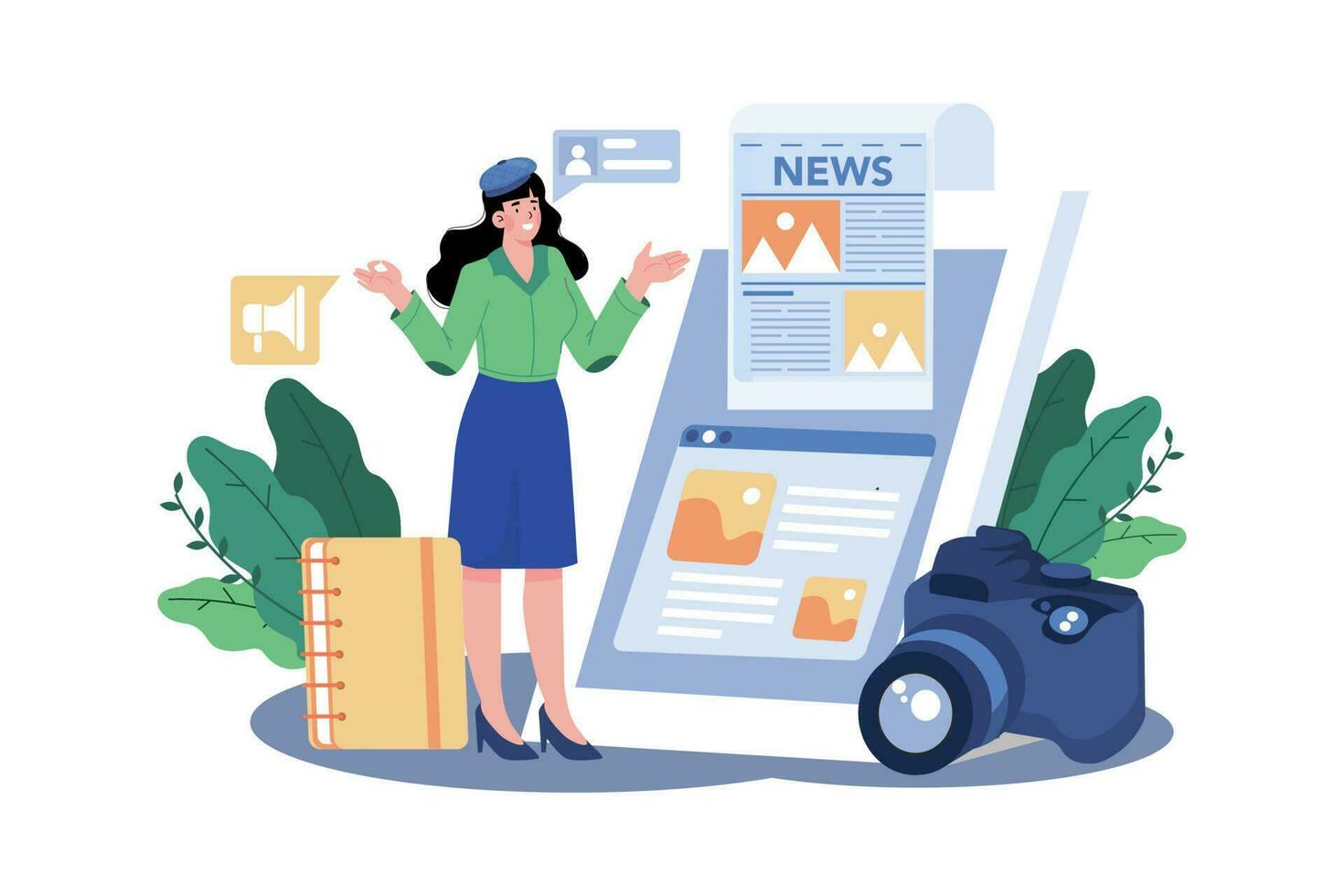 PR specialists manage company image through advertising. vector