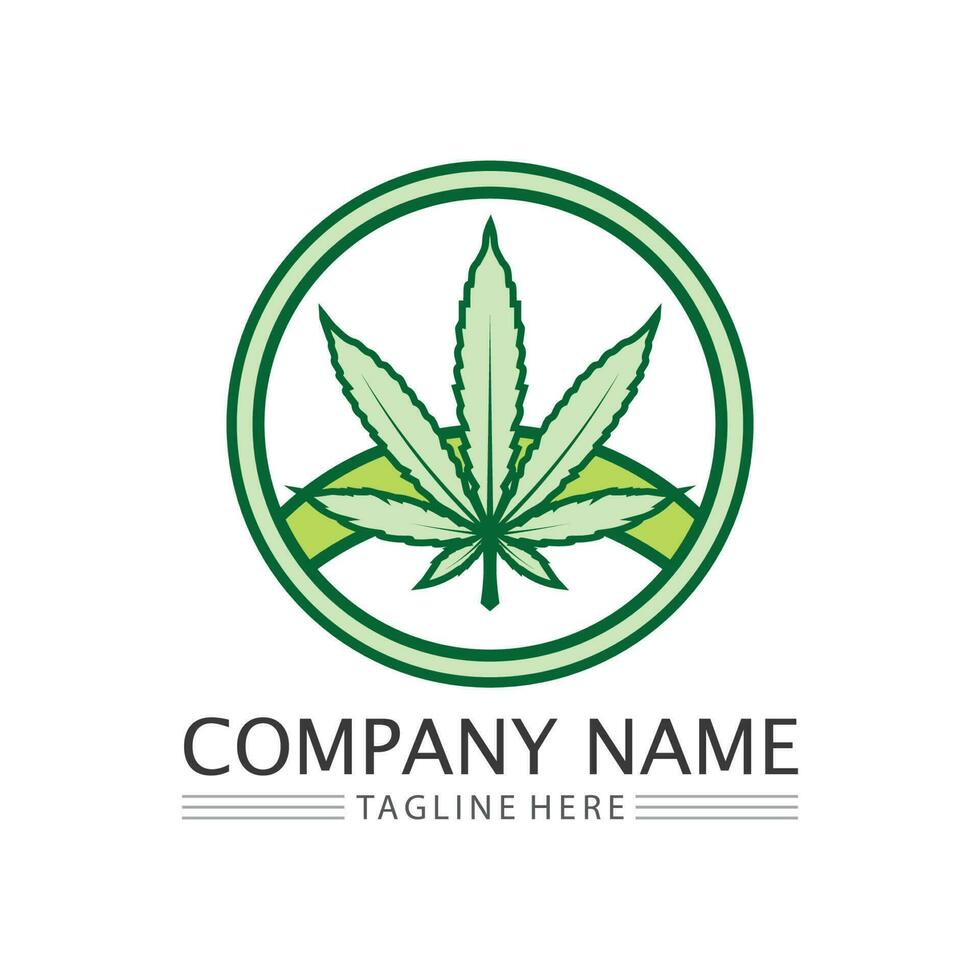 logotipo de cannabis y vector de icono de hoja de marihuana