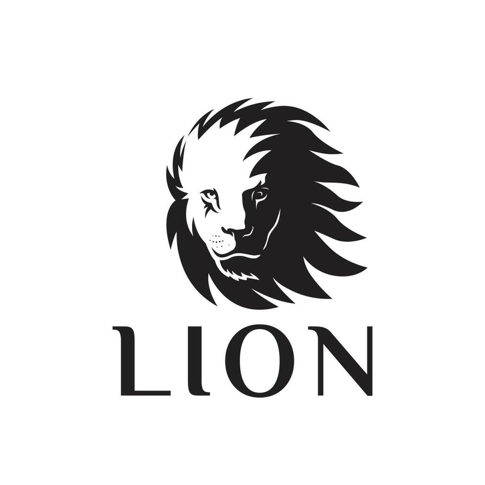 Vector lion head with crown mane, royal cat profile. golden luxury emblem.