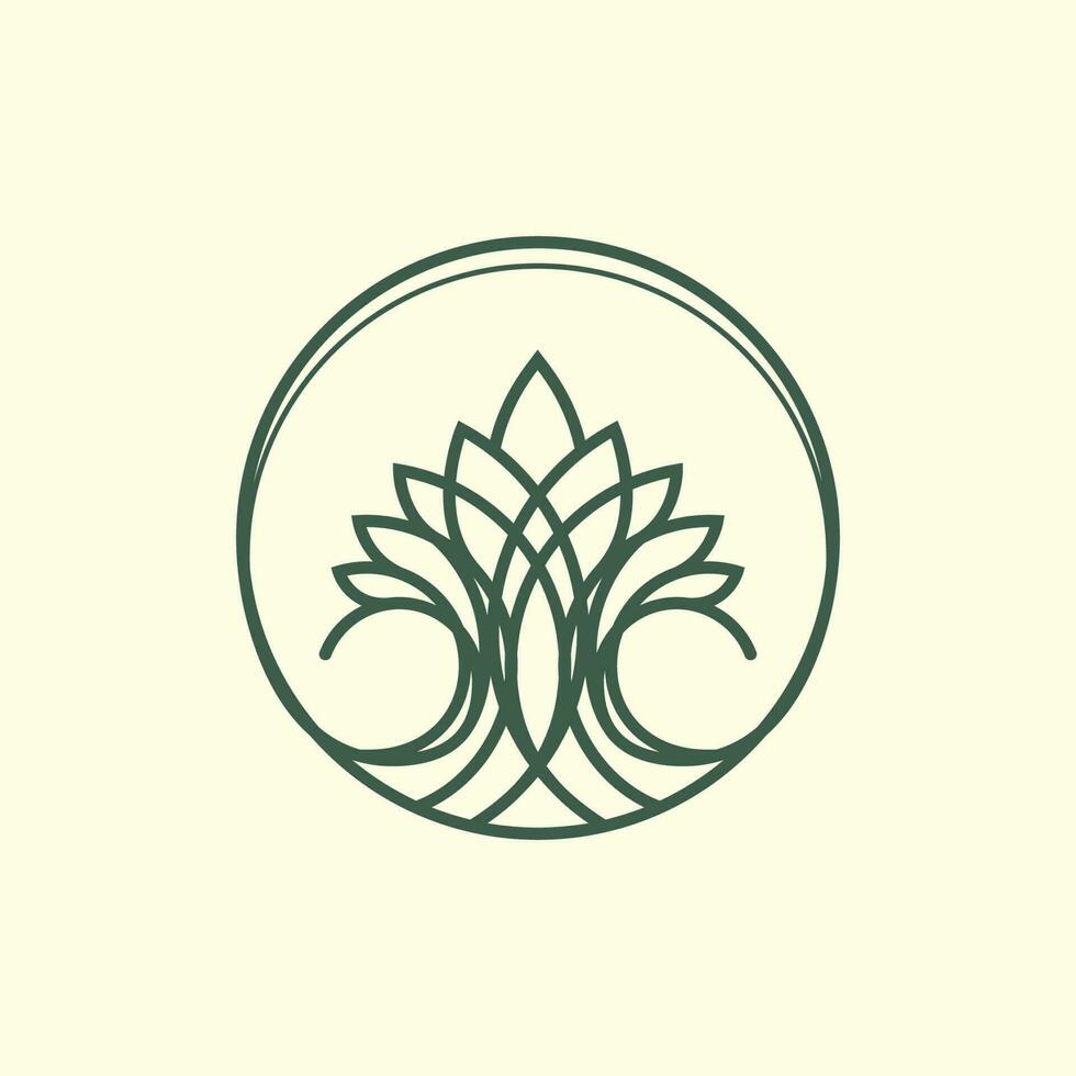 Tree logo with circular lines and a luxurious impression vector