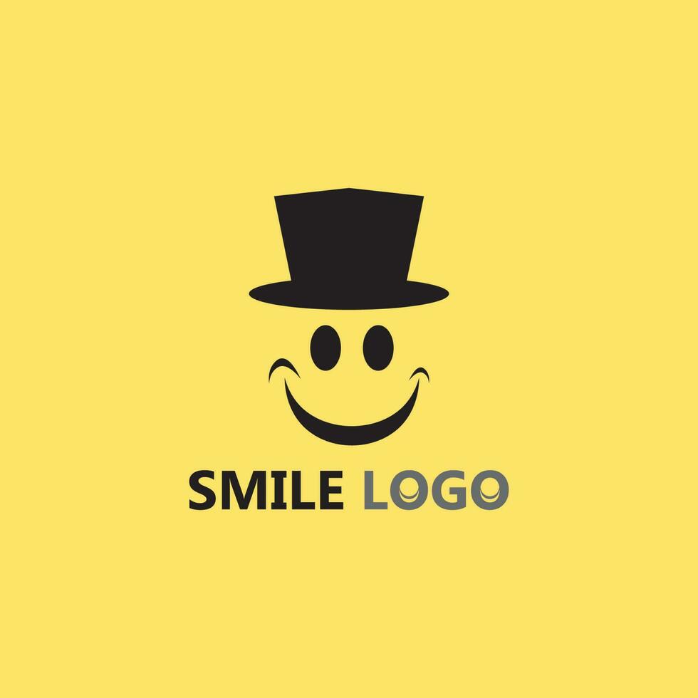 icono de sonrisa, sonrisa, diseño de logotipo vectorial, emoticonos felices, diseño divertido y felicidad de emoji vectorial vector