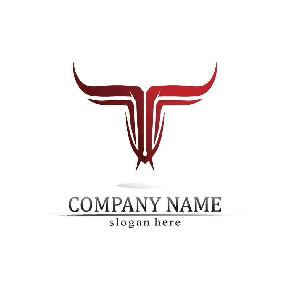 Bull horn and buffalo logo and symbols template icons app vector