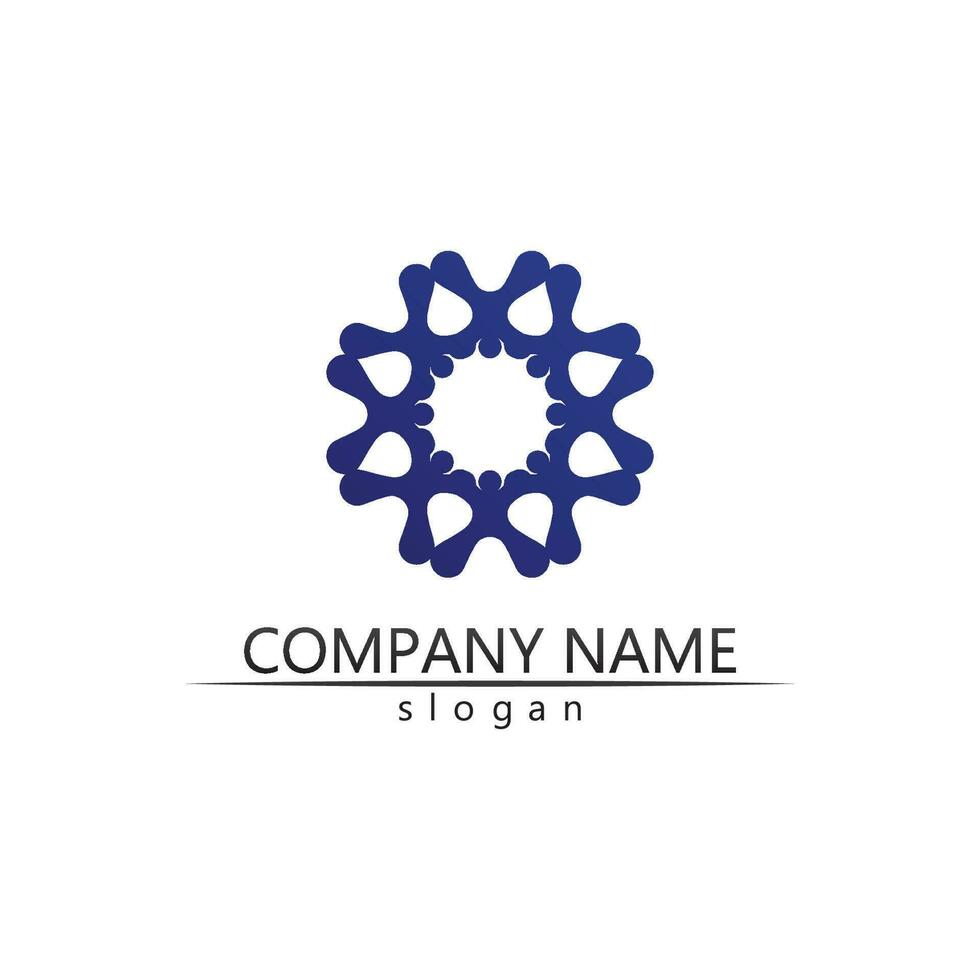 people Community vector logo care, group network and social icon design template
