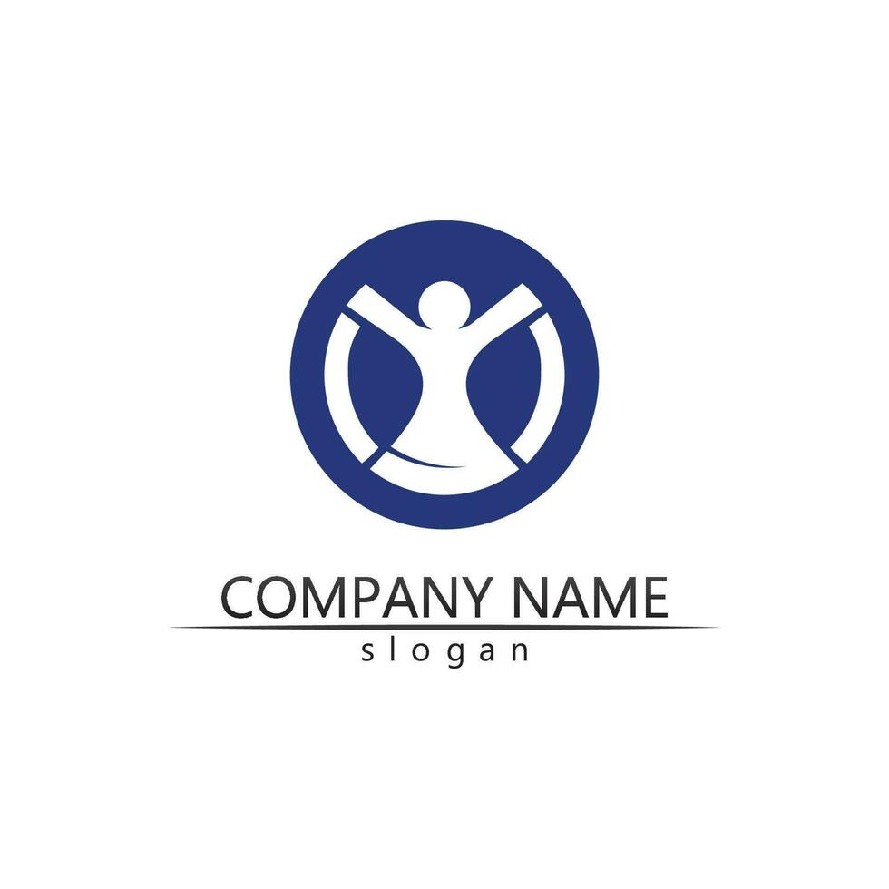 people Community vector logo care, group network and social icon design template