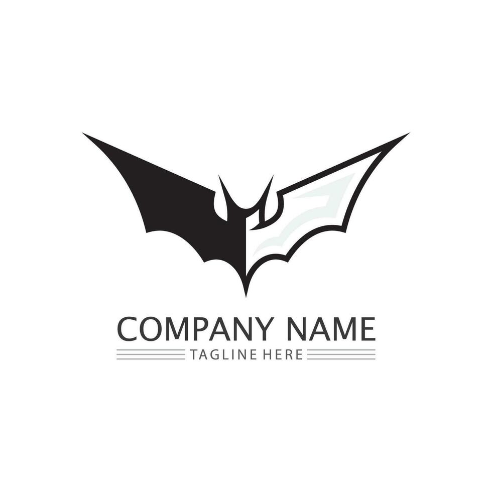 murciélago logo animal y vector, alas, negro, halloween, vampiro, gótico, ilustración, diseño icono de murciélago vector