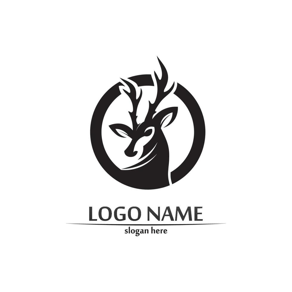 ciervos logo diseño de animales y mamíferos y vector gráfico