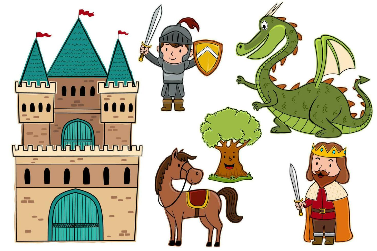 Vector illustration of cartoon set fairy tales characters