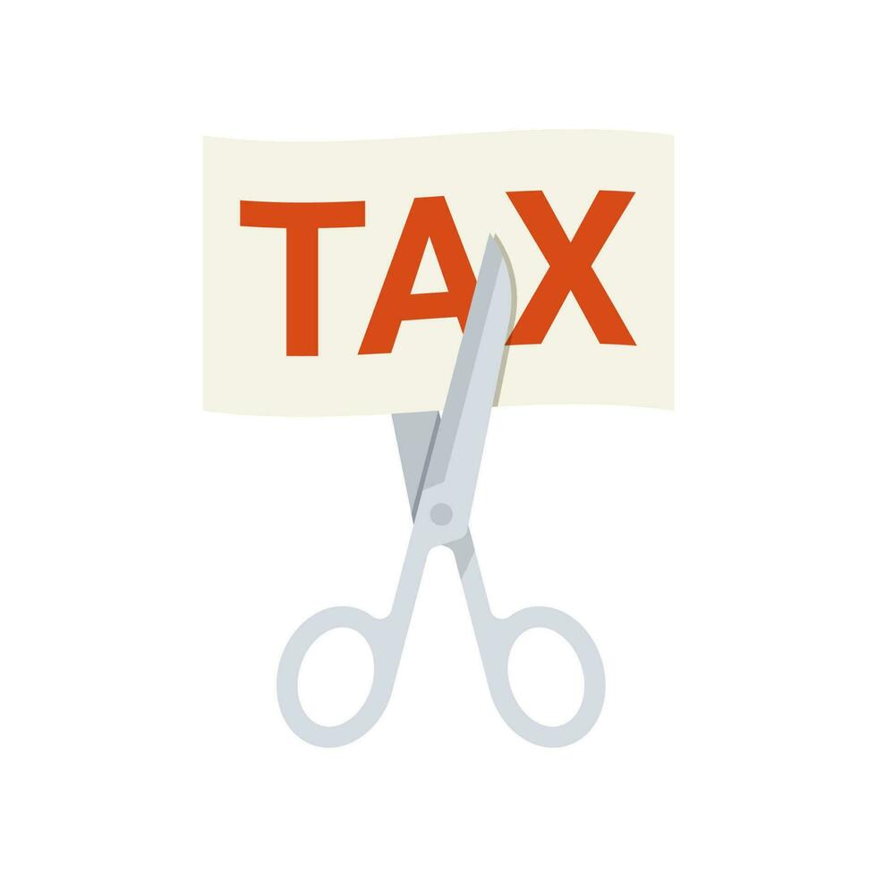 Illustration tax cut with scissor vector