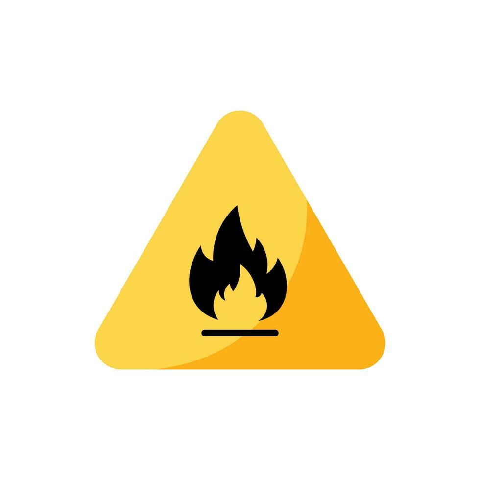 Board yellow triangle signage, burning, fire, flammable. vector