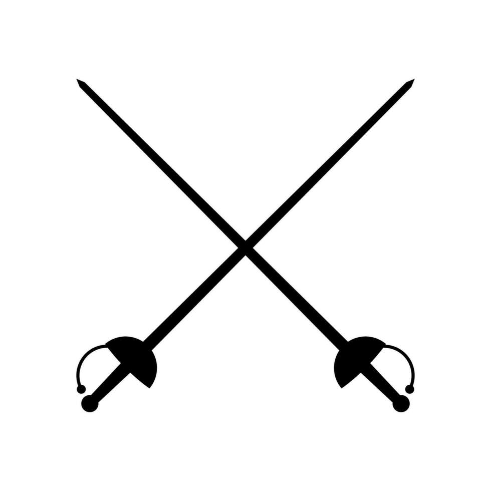 Fencing, two crossed sword silhouette vector