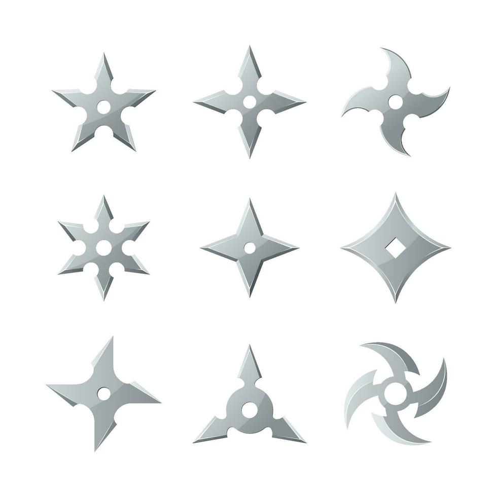 conjunto de ninja shuriken vector aislado en blanco antecedentes.