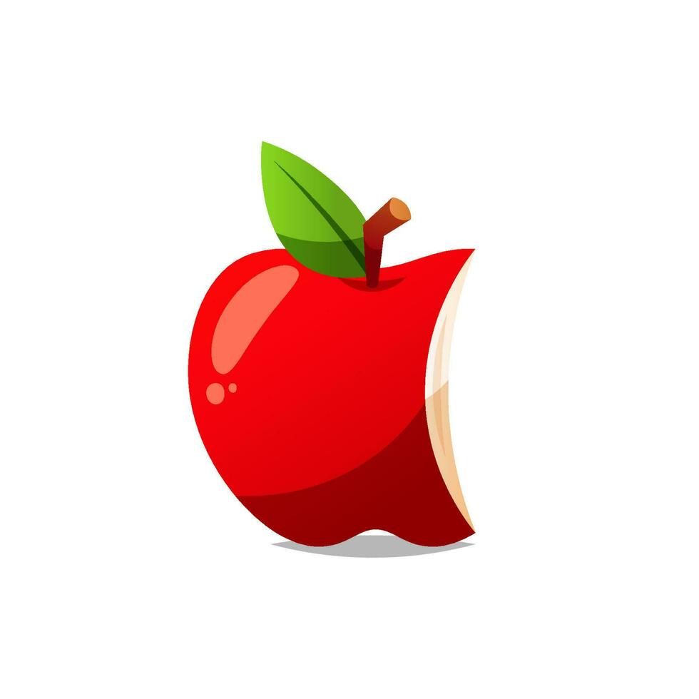 Bitten red apple fruit vector