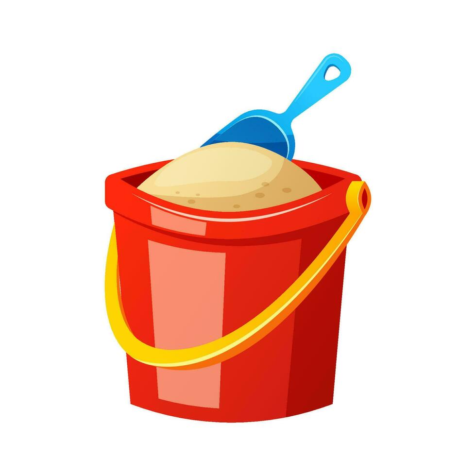 Sand bucket and shovel vector isolated on white background.