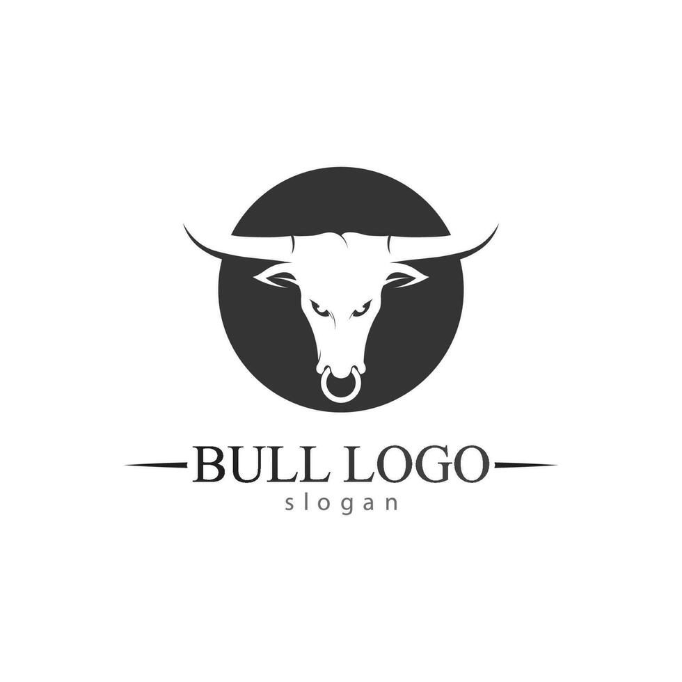 Aplicación de iconos de plantilla de logotipo y símbolos de cuerno de toro y búfalo vector