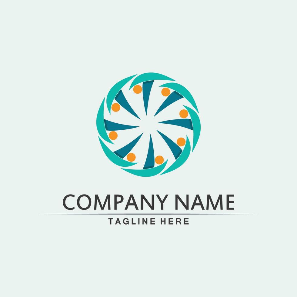 Community logo people work team and business vector logo and design group family
