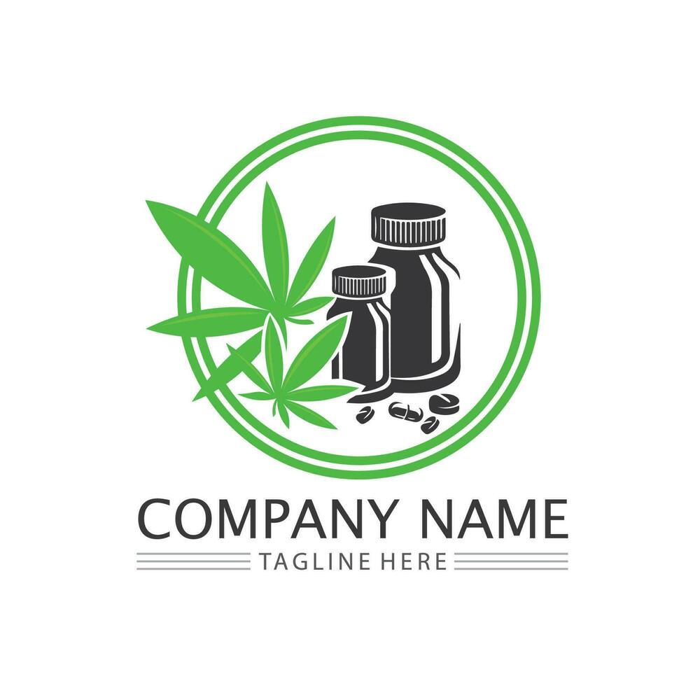 logotipo de cannabis y vector de icono de hoja de marihuana
