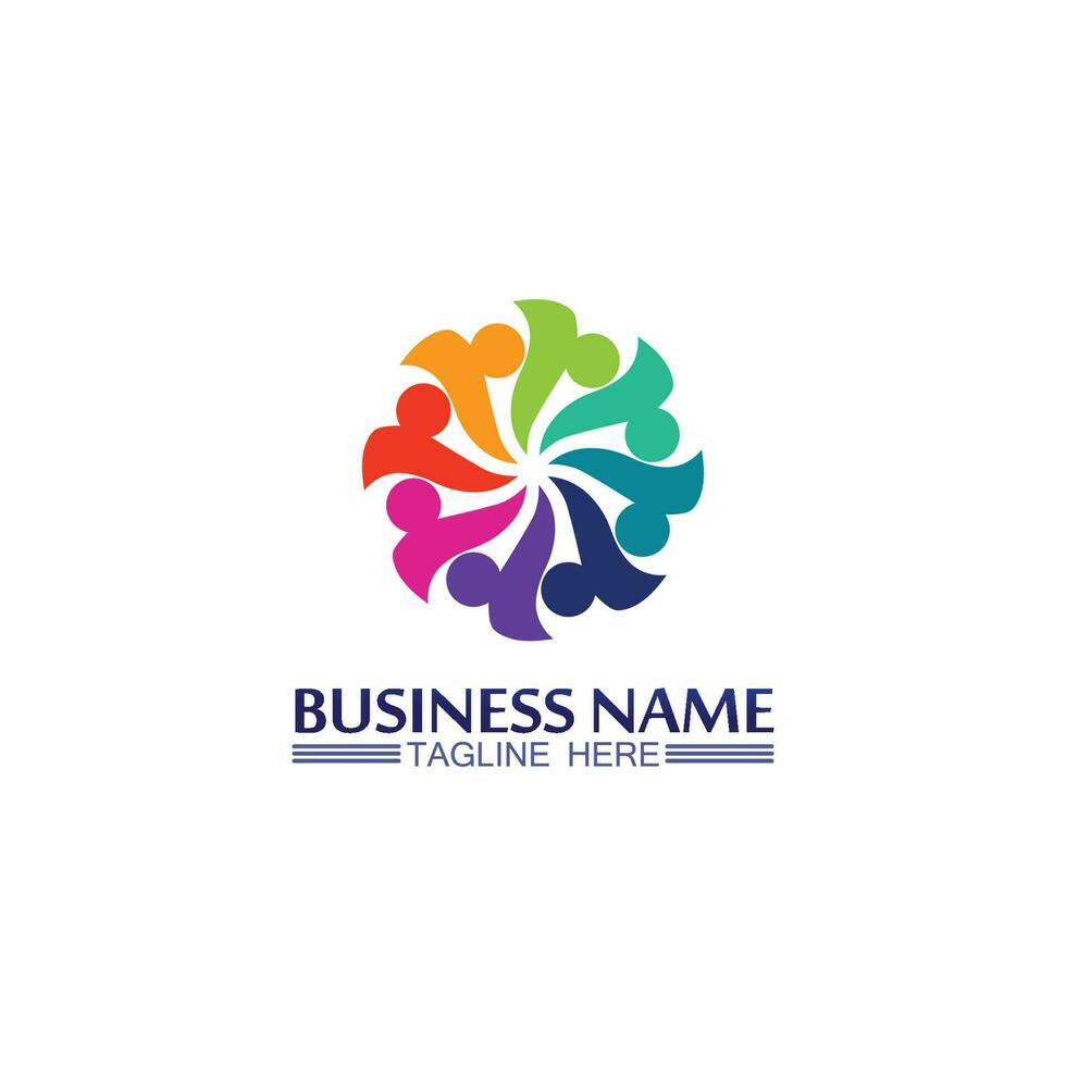 succes logo team work brand and business logo, vector community, unity colorful and friendship , partner teamwork care logo