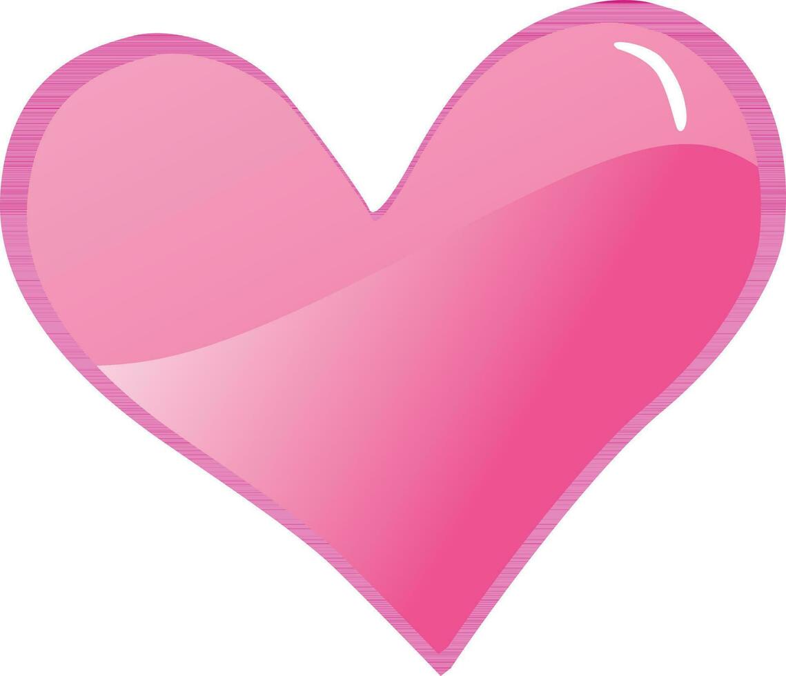 Glossy pink heart on white background. vector