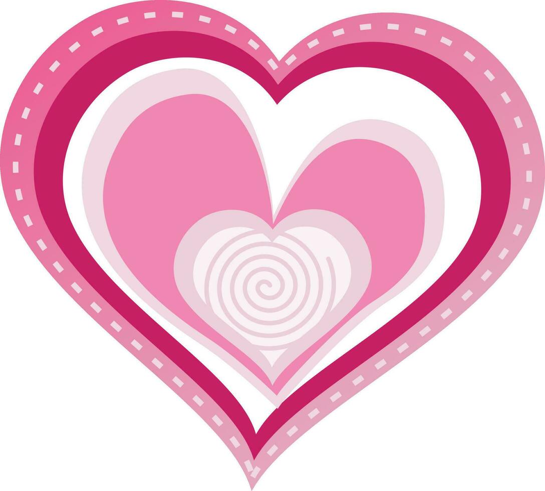 Rose in beautiful pink heart. vector