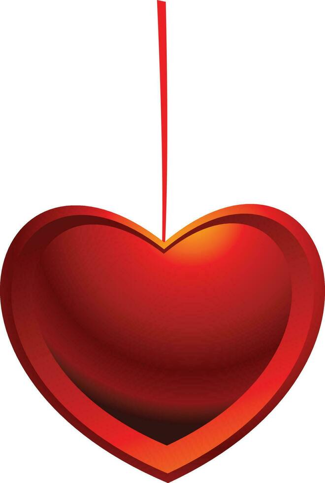 Beautiful glossy red hanging heart. vector