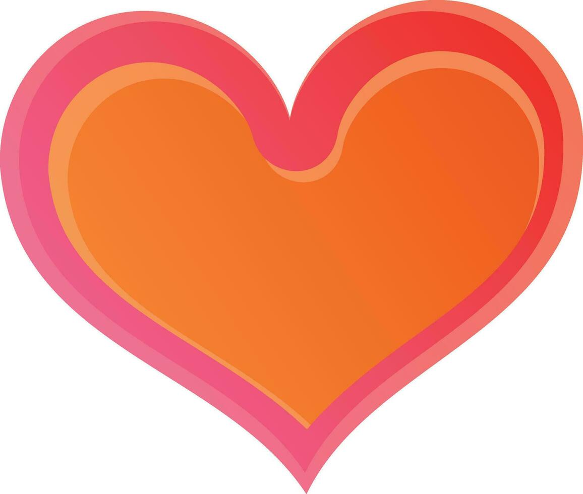 Beautiful heart in orange and pink color. vector