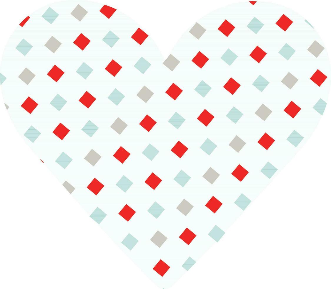 Colorful square pattern decorated heart. vector