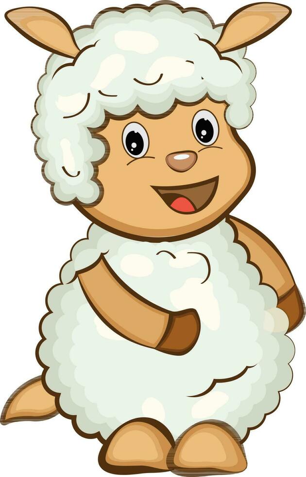 Cute cartoon of little sheep animal. vector