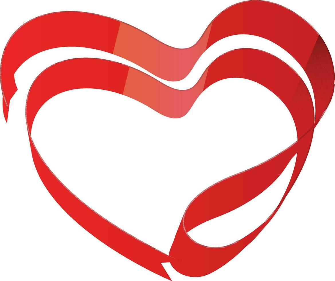 Creative ribbon heart in red color. vector