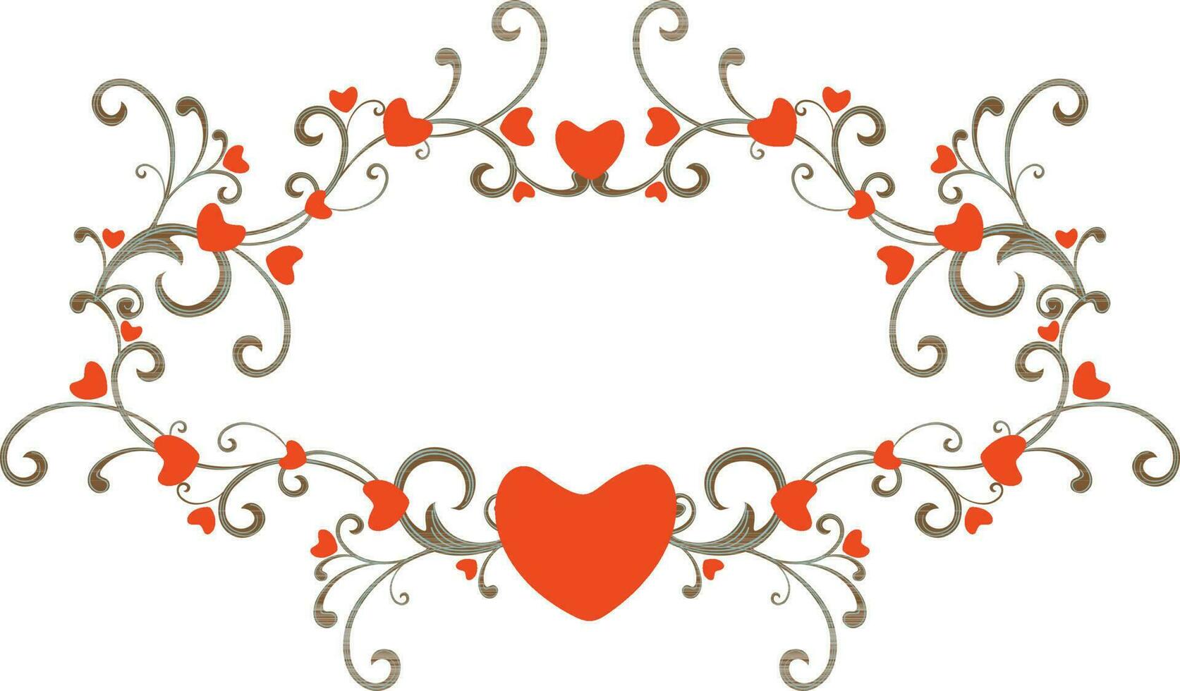 Vintage red heart decorated floral design. vector