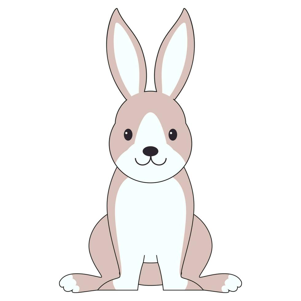 Rabbit Sitting on White Background. vector