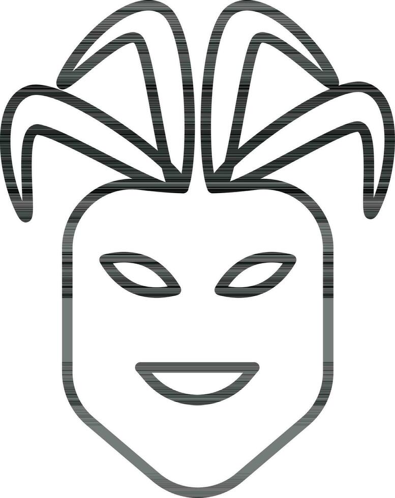 Line art Jester face icon in flat style. vector