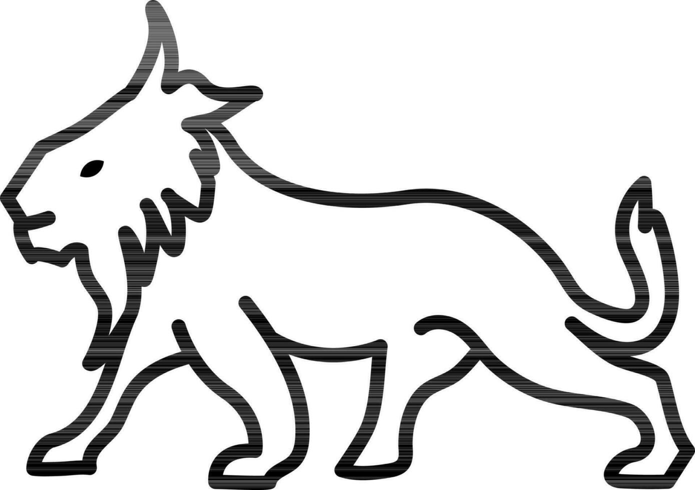 Black line art illustration of Lion icon. vector