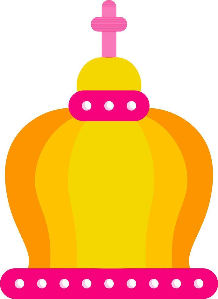 Pope hat icon in pink and yellow color. vector