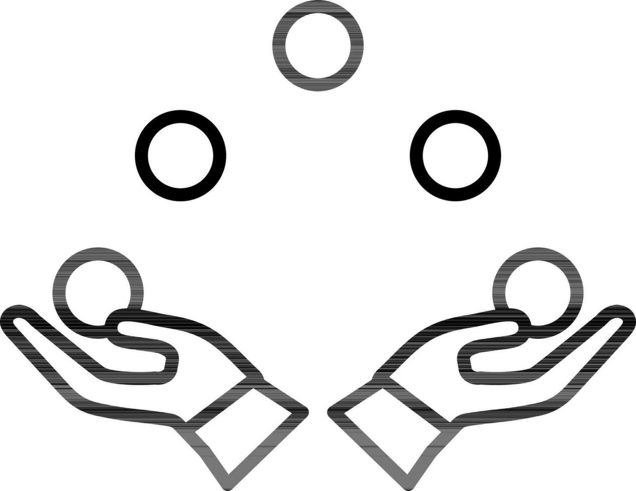 Juggler hand icon in thin line art. vector