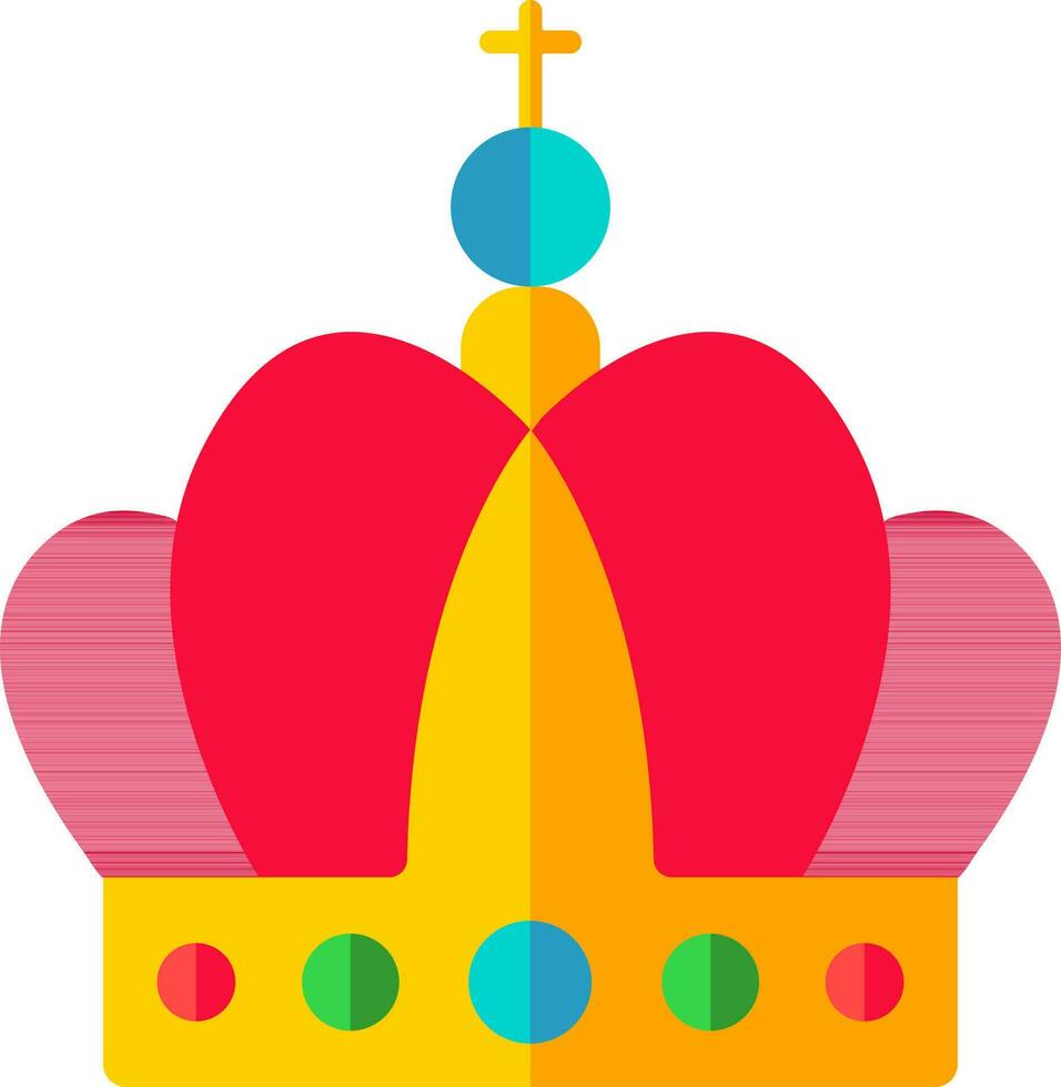 Colorful crown icon in flat style. vector