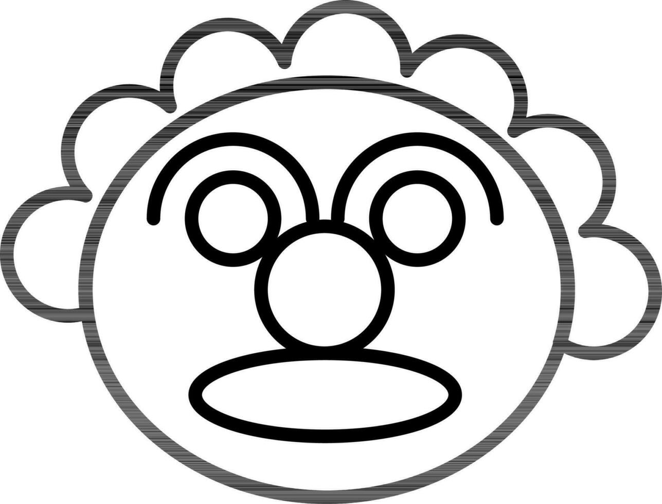 Clown face icon in black line art. vector