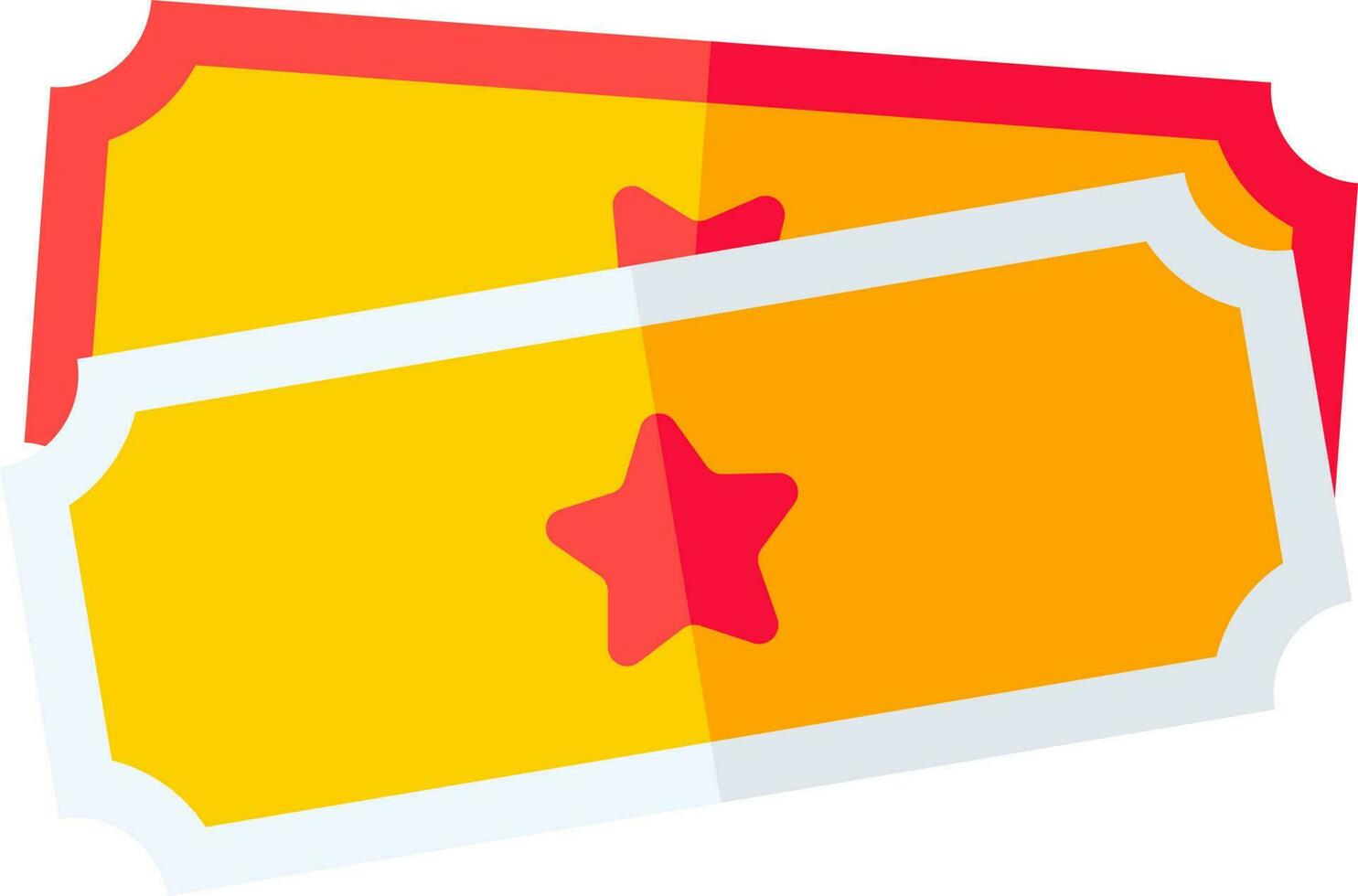 Pair of star ticket icon in yellow and red color. vector