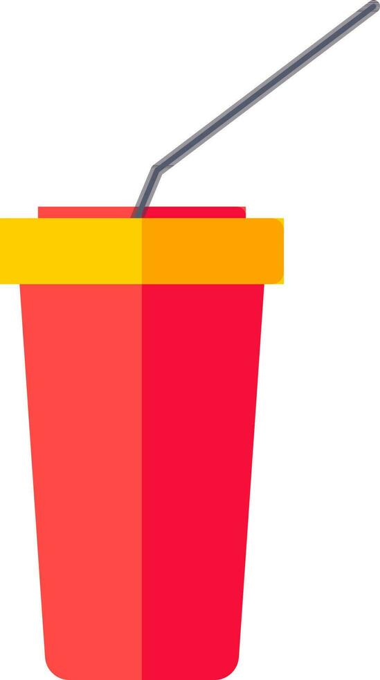 Paper cup with straw icon in flat style. vector