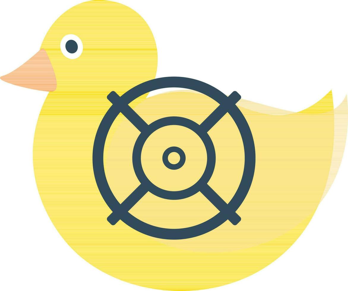 Yellow Duck toy icon in flat style. vector
