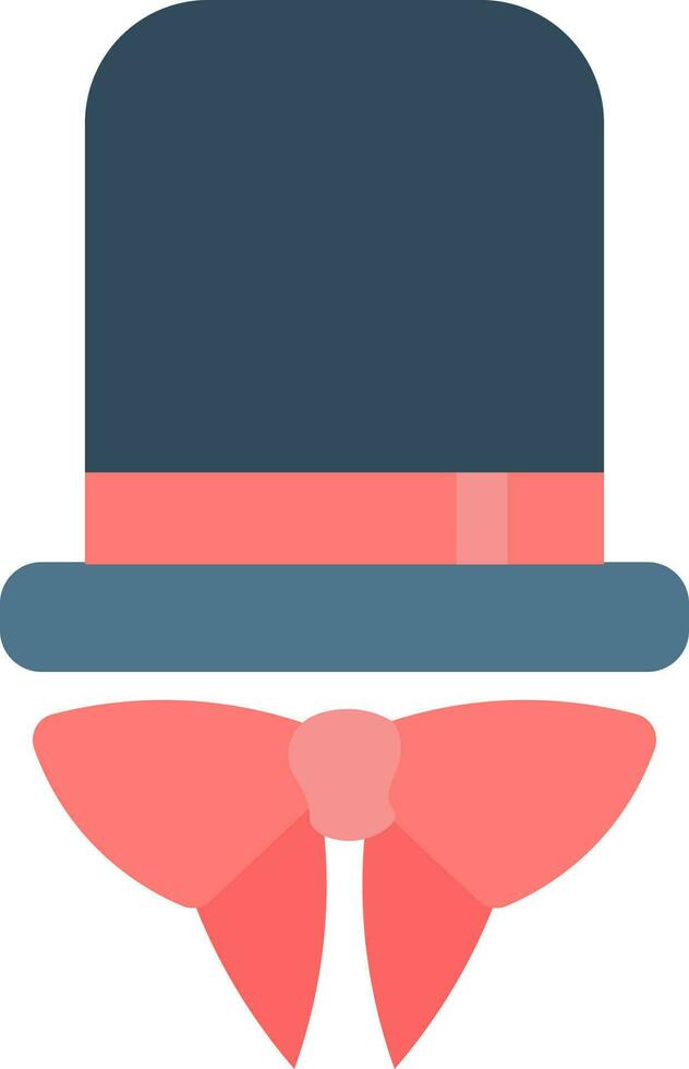 Illustration of hat and bowtie icon in flat style. vector