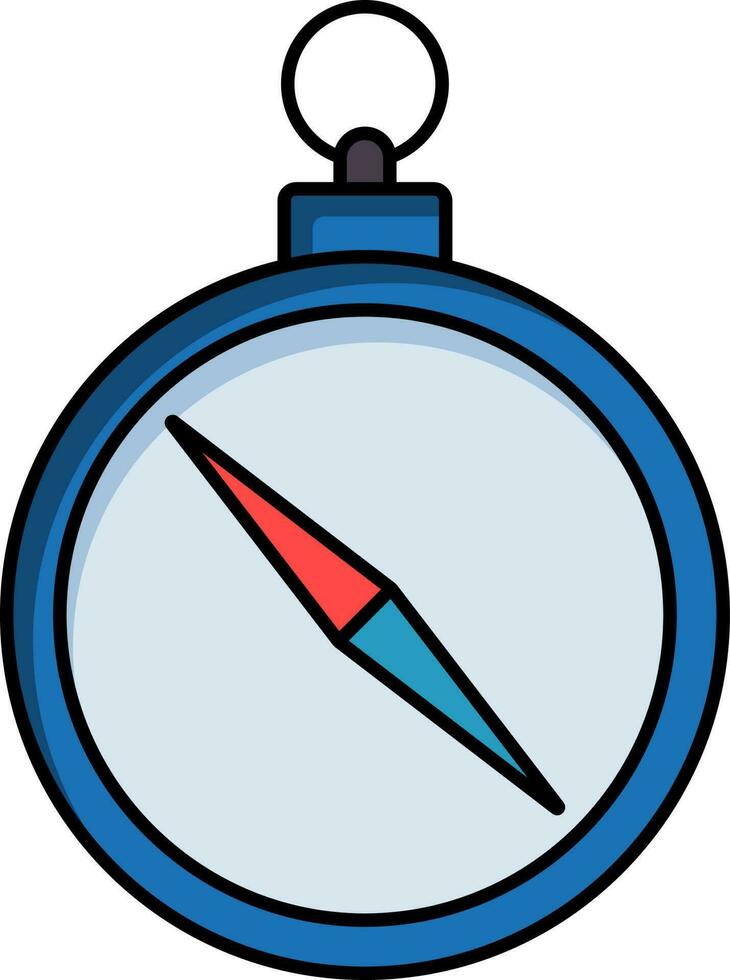 Flat style Compass icon in blue color. vector