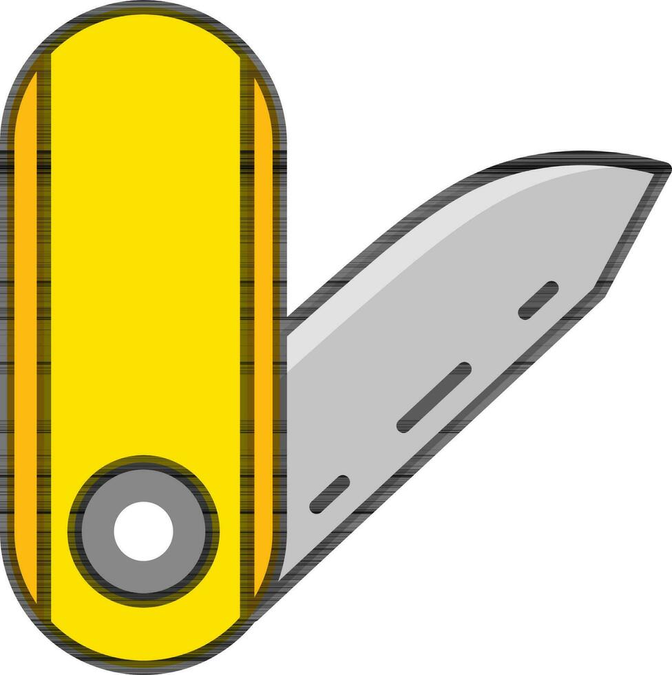 Open pocket knife icon in yellow color. vector