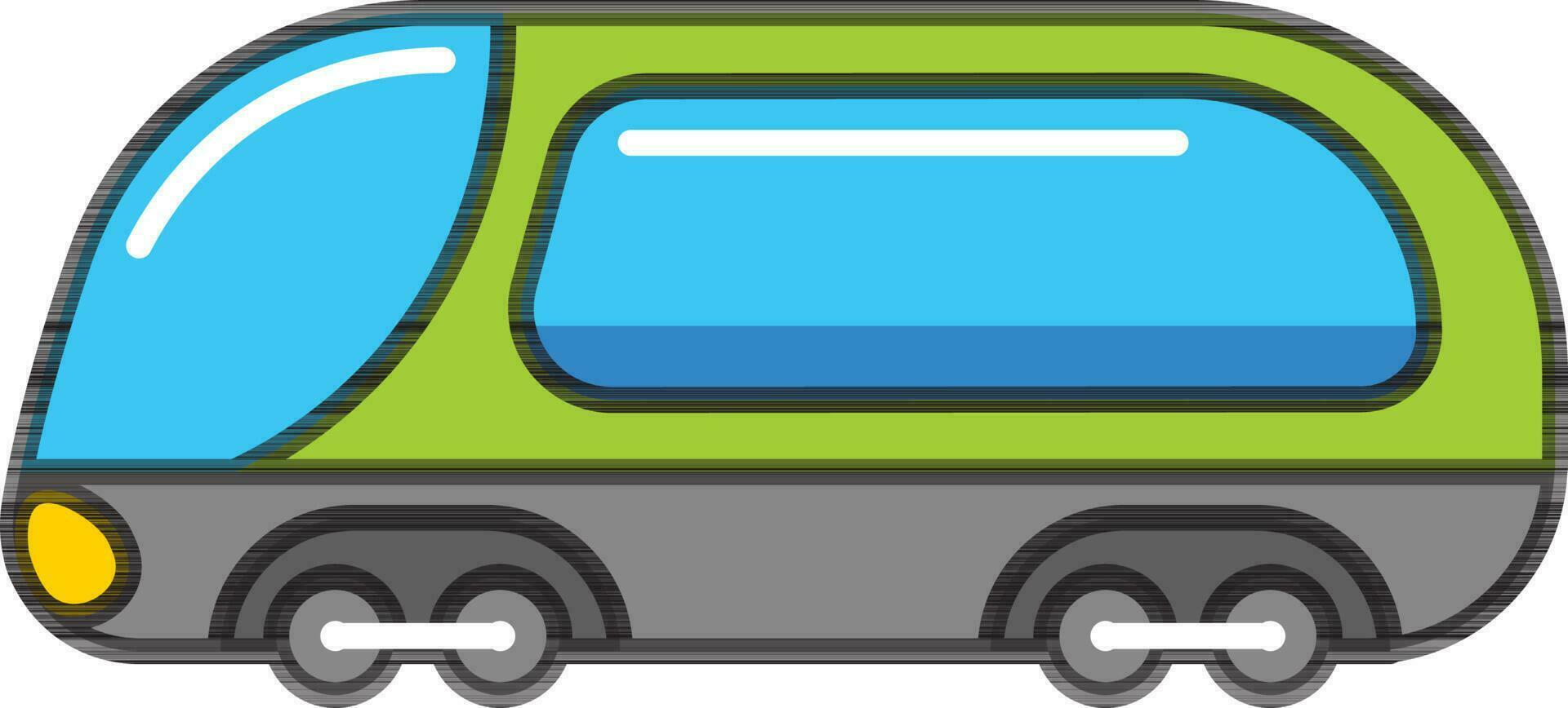 plano estilo autobús icono en verde y azul color. vector