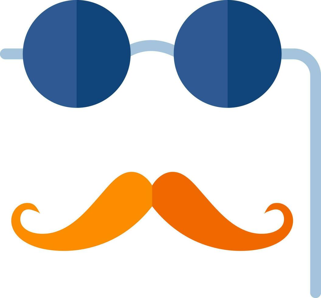 Blue Goggles and orange mustache icon in flat style. vector