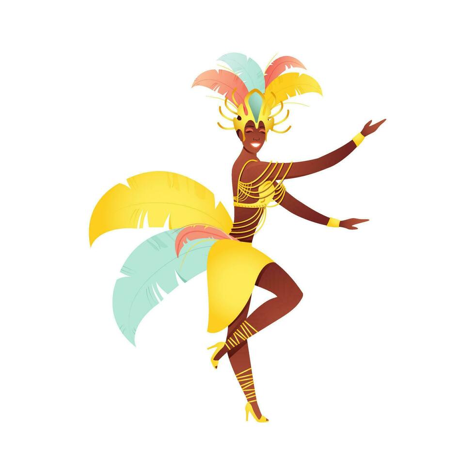 Brazil Woman doing samba dance on white background. vector