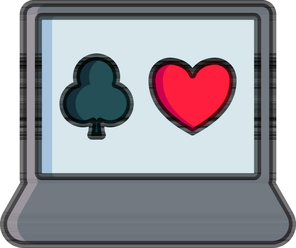 Clover and heart sign in laptop screen icon. vector