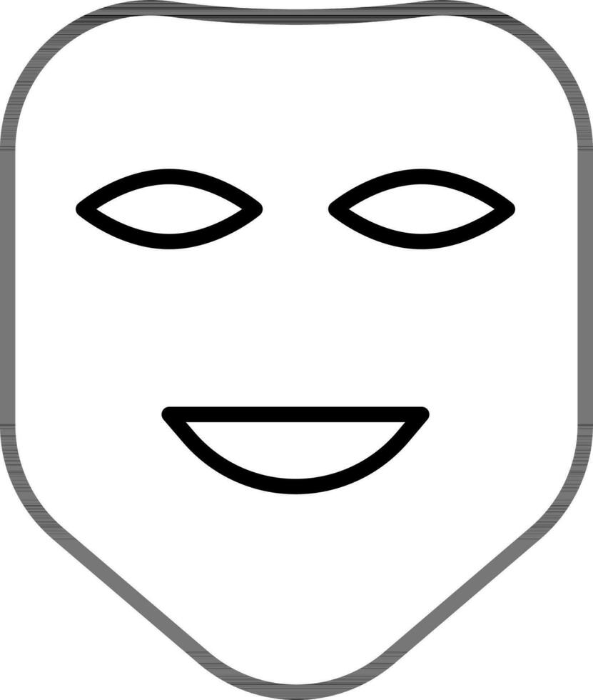 Happy face mask icon in black line art. vector