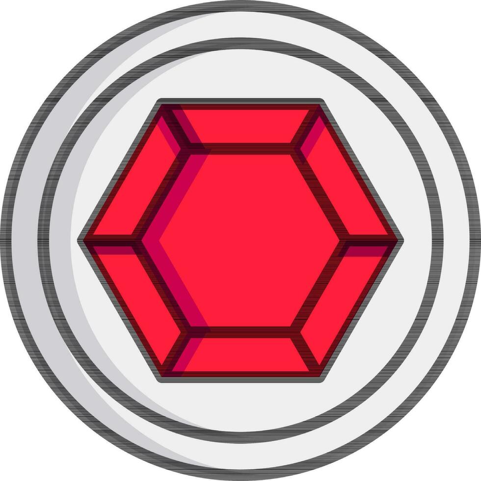 Diamond chip icon in grey and red color. vector