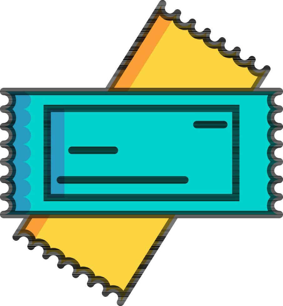 Blue and yellow tickets icon in flat style. vector