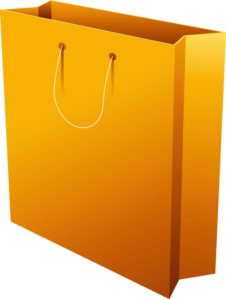 Golden paper carry bag on white background. vector